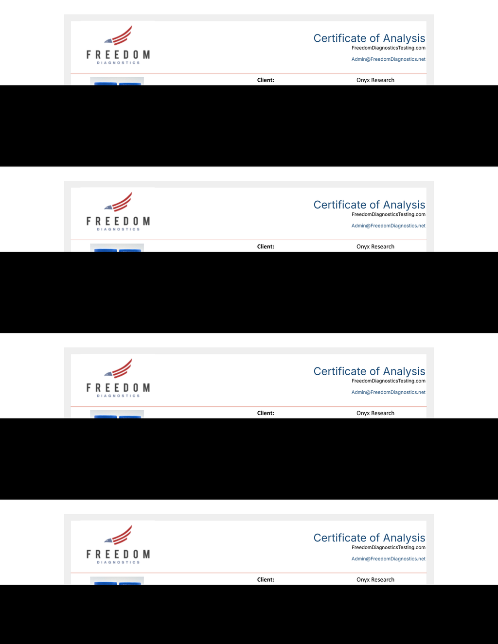 Freedom Diagnostics Certificate of Analysis — Semax