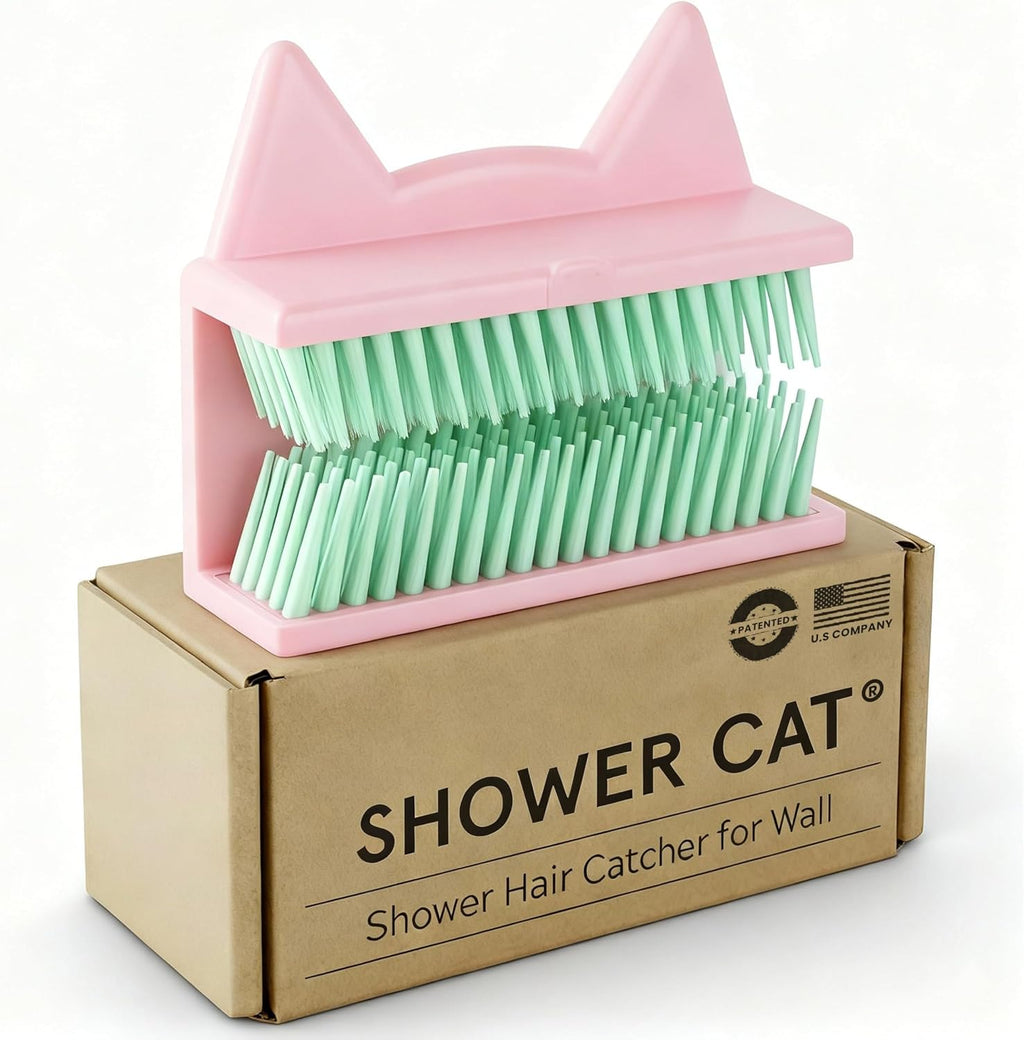 Pink silicone shower wall hair catcher